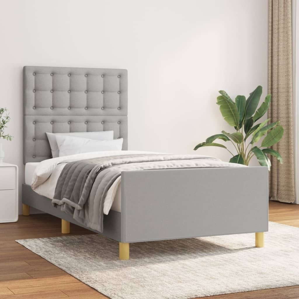 The Living Store Bettgestell mit Kopfteil Hellgrau 80x200 cm Stoff