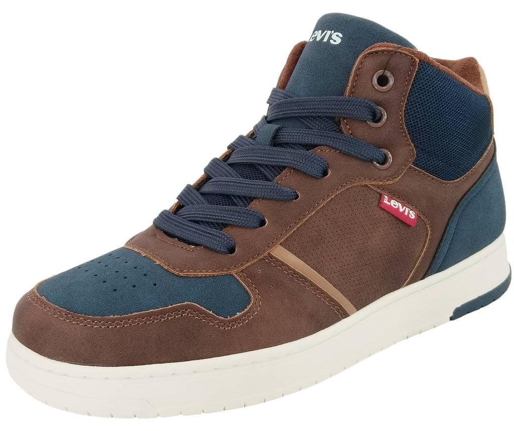 Levi's Kick Mid Kinder Stiefelette mit Fleecefutter Braun/Blau (Dark Brown/Navy), VIRV0145S-2241