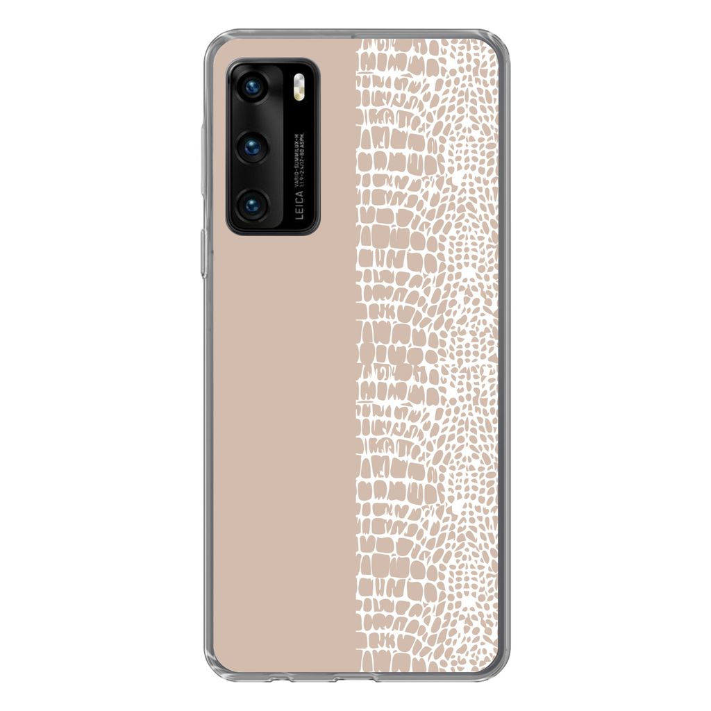 MuchoWow Handyhülle Schutzhülle Hülle für Huawei P40 Schlange - Design - Rosa Silikon Softcase Handy Hülle - Handytasche