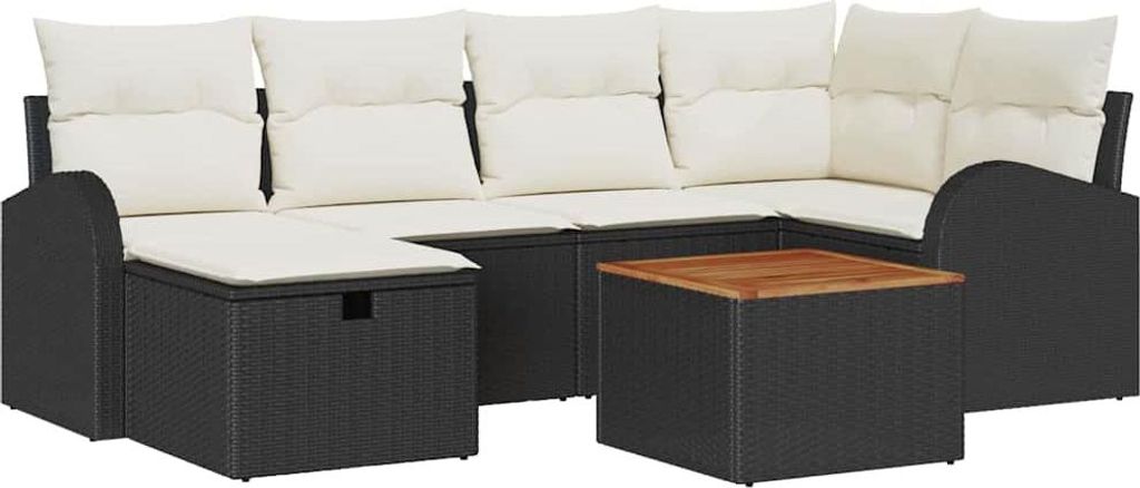 "2026 MODERNE" Garten-Sofa-Set mit Kissen 7er Set,multifunktional& Moderne - Schwarz Poly Rattan - Gartenmöbelset CC8069399