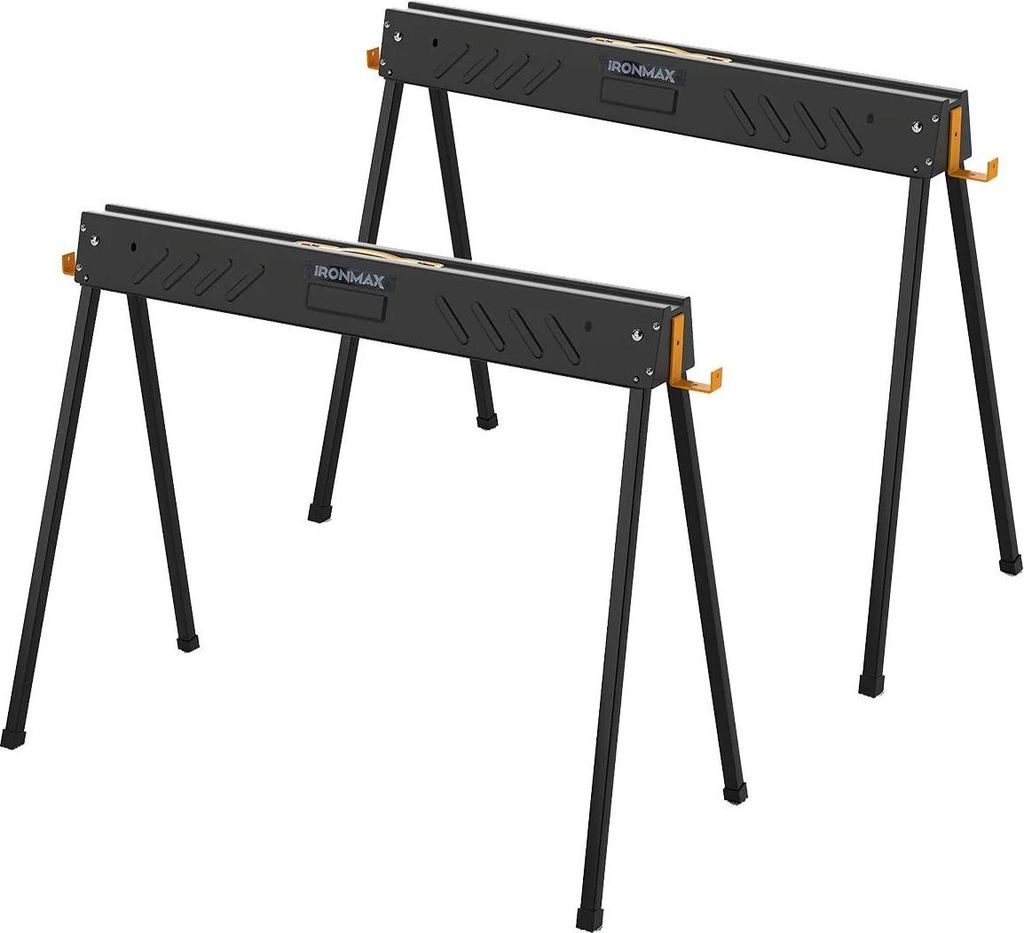 Arbeitsböcke - Sägeböcke - 2er Set - Tragkraft 500 kg - Stützarme für 2x4 - Klappbar - Tragbar - Schwarz