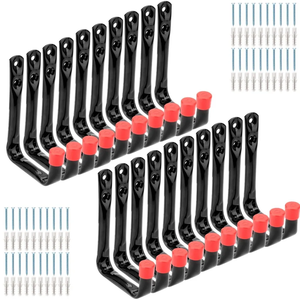 Lot de 20 crochets de rangement garage en J de 9 cm fixation murale