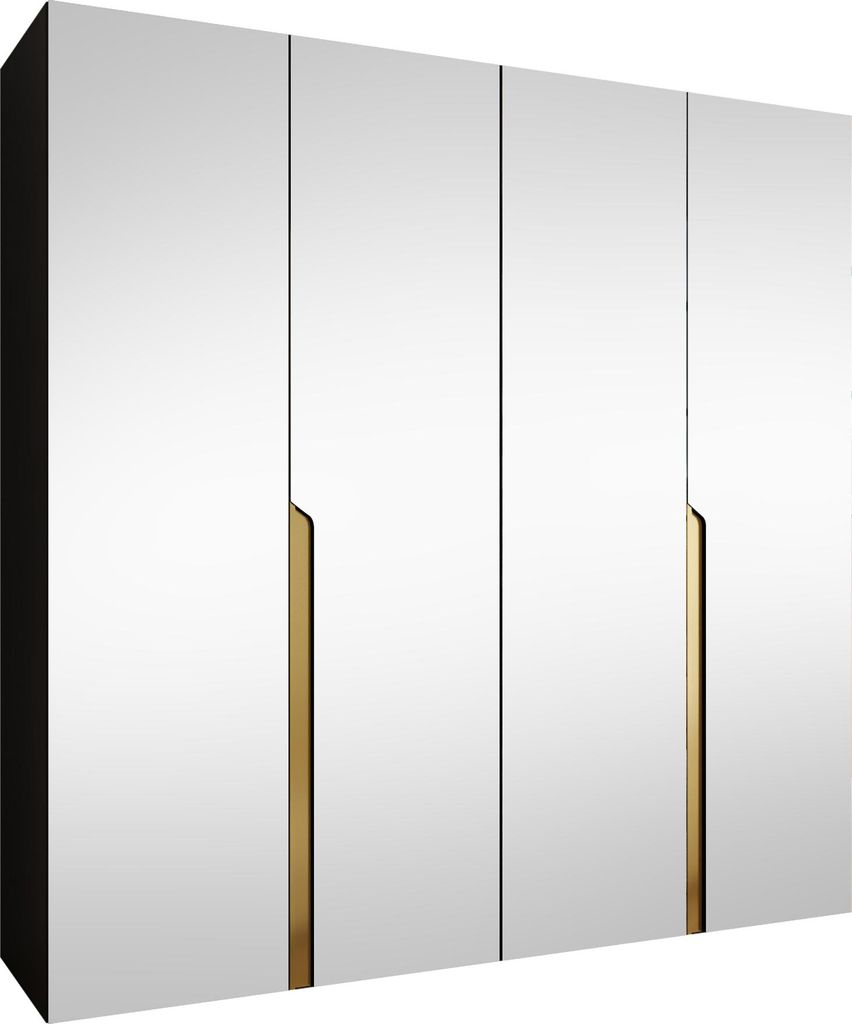 MIRJAN24 Kleiderschrank Mila 3 200 mit Spiegel, Schlafzimmer, Kleiderschrank, mit vier Drehturen und mit zwei Kleiderstange, Modern, Garderobenschr...