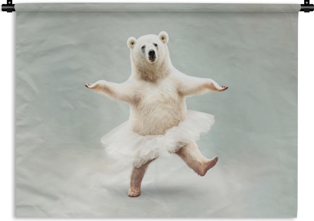 MuchoWow Wandteppich Wandbehang Eisbär - Tutu - Weiß - Porträt - Tiere - Kinder 90x67.5 cm Tapisserie Dekoration Wandtuch - Fototeppich - Wand...