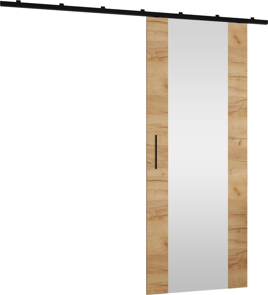 MIRJAN24 Schwebetür Zonda 70 II, Stilvoll Zimmertür, Aluminium-Gleitschienen, Frontspiegel, Tür universell Links / Rechts (Farbe: Craft Gold)