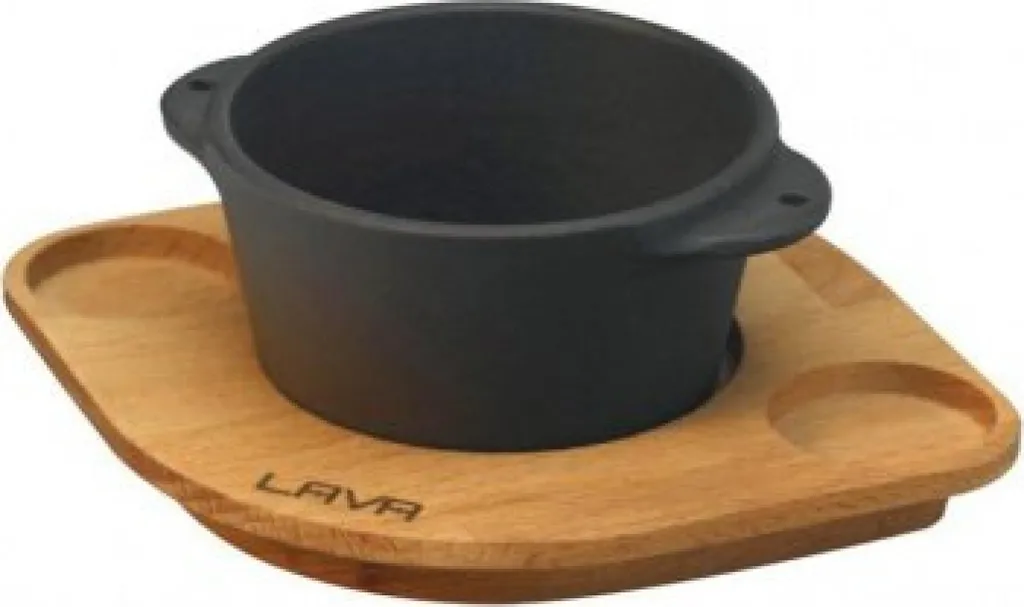 Moule à soufflé en fonte 8 cm avec plateau bois pour service de table
