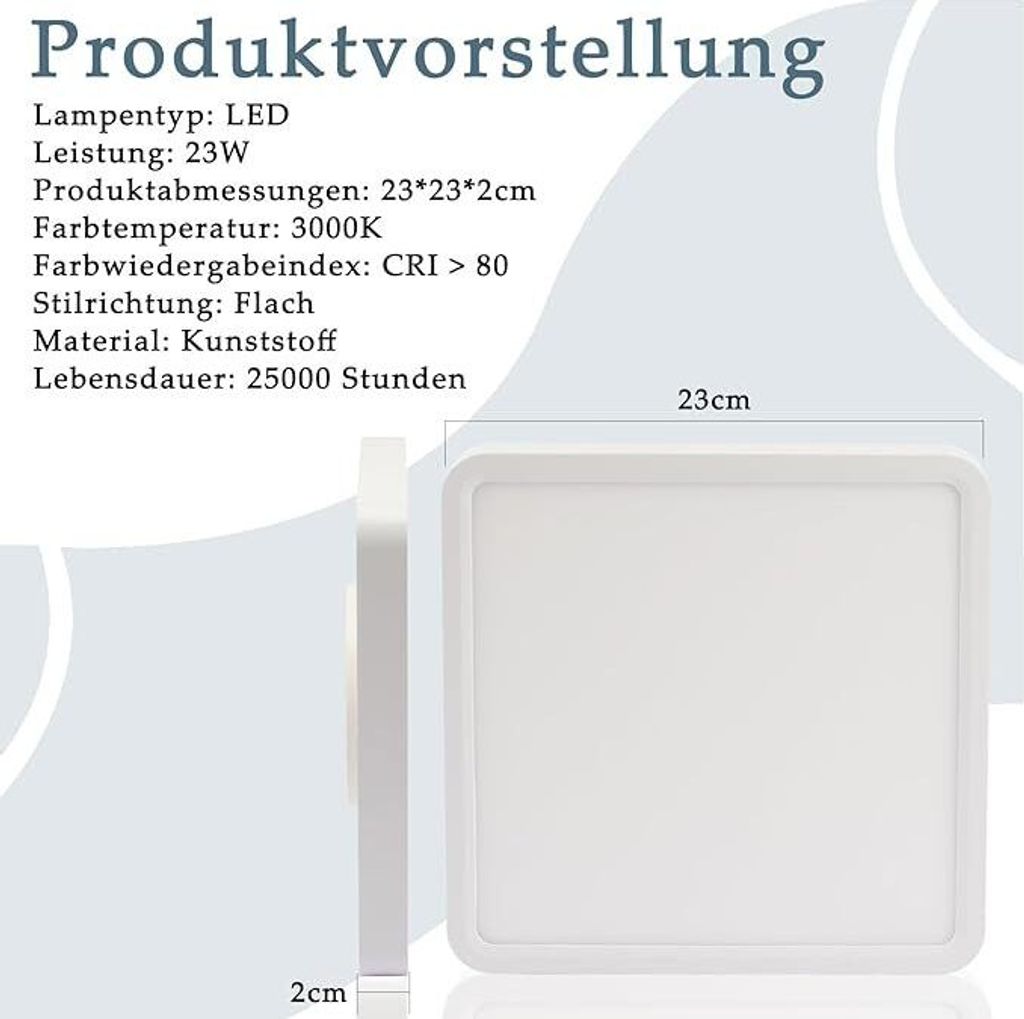 ZMH LED stropné svetlo biele kúpeľňa byt 23W teplá biela Obrázok produktu 5