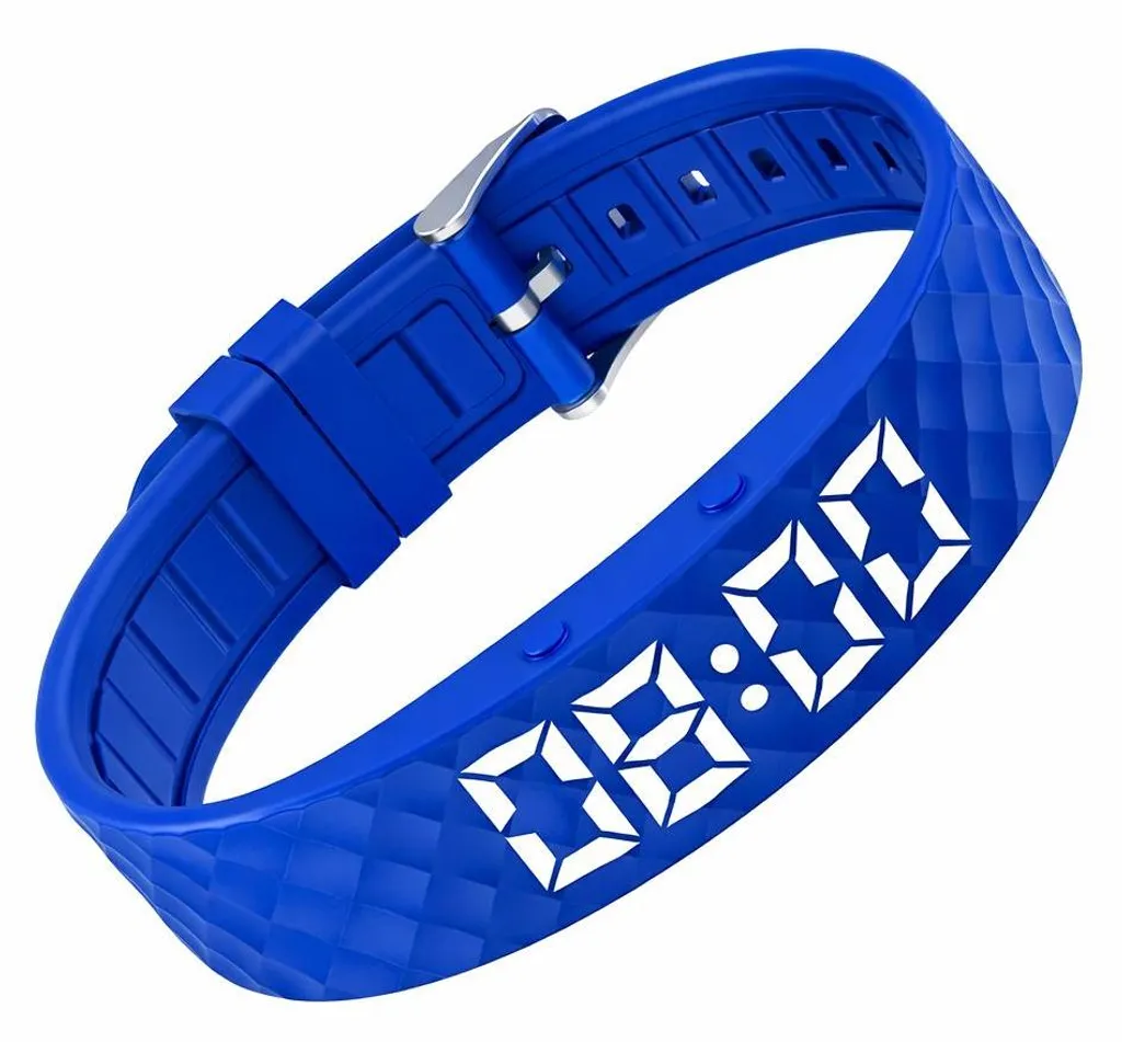 Réveil vibrant haut de gamme avec montre connectée podomètre bleu