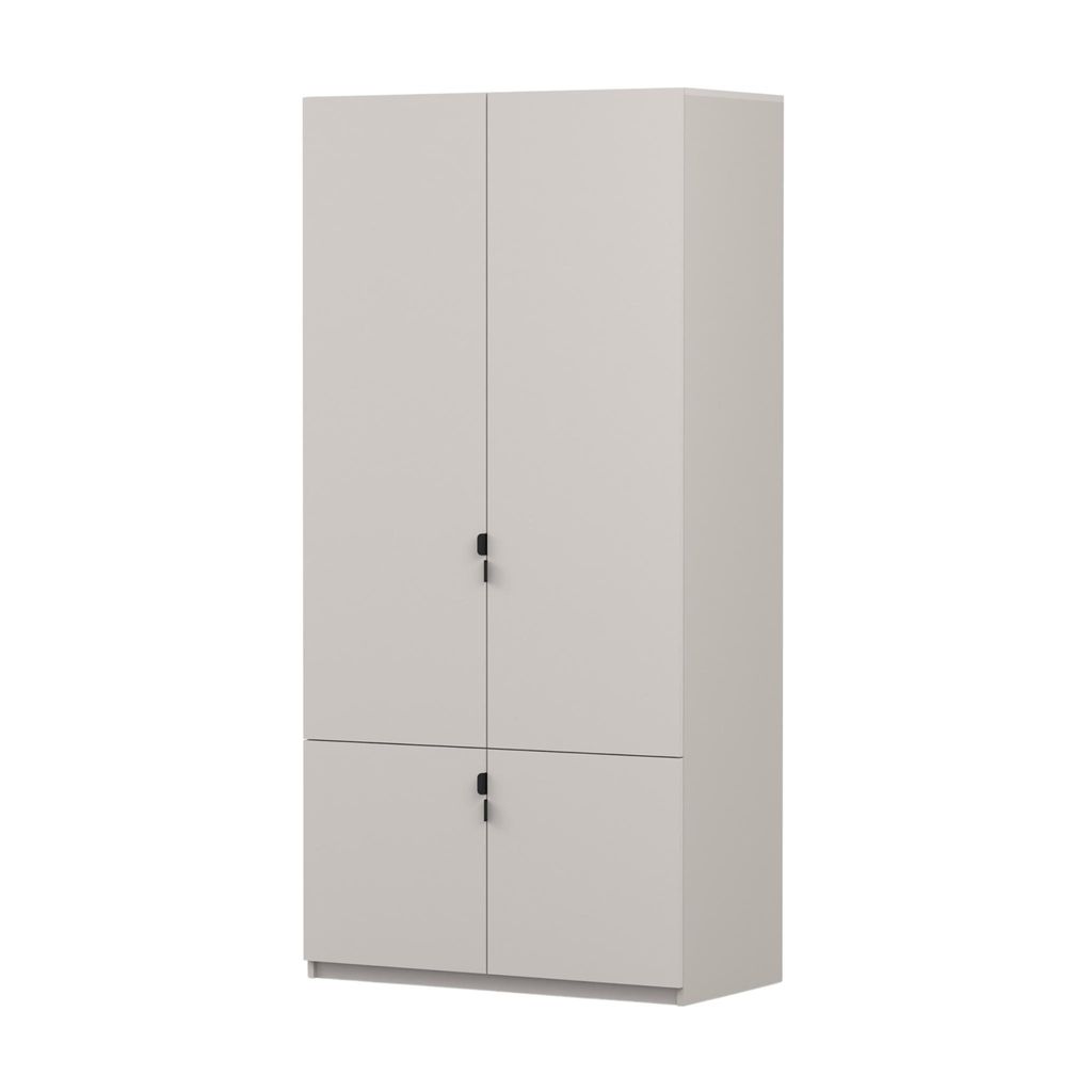 Drehtürenschrank MEZZO 4D, Jugendzimmer, Kleiderschrank, Schrank 100 cm Kaschmir/Kaschmir, schwarze Metallgriffe
