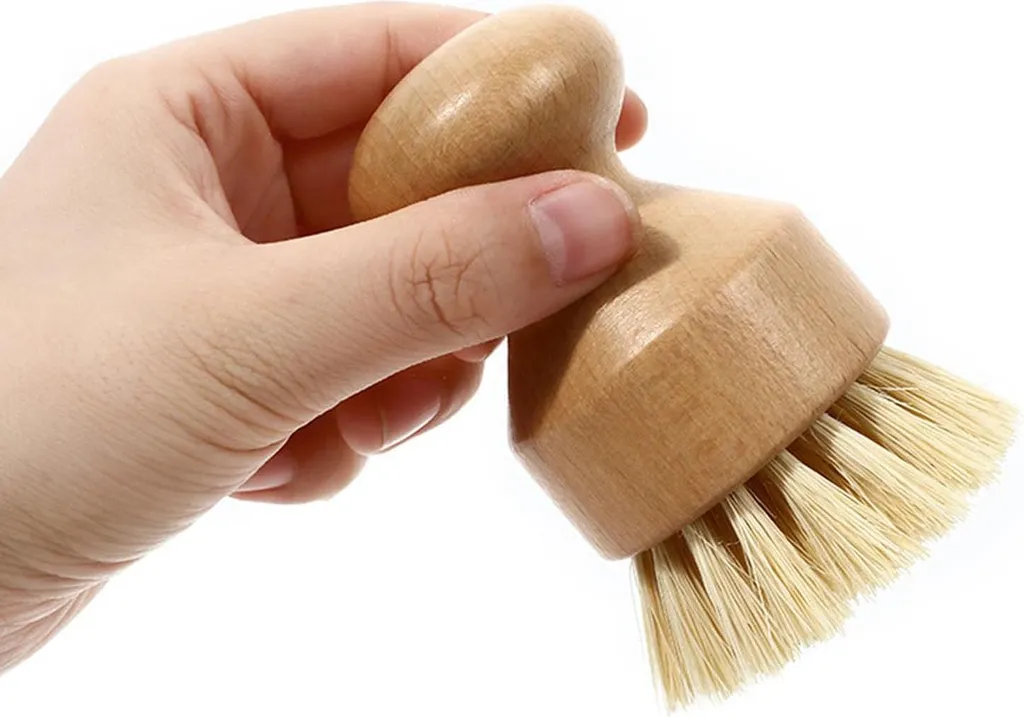 Brosse vaisselle en bambou anti-odeur et poils de porc naturels durables