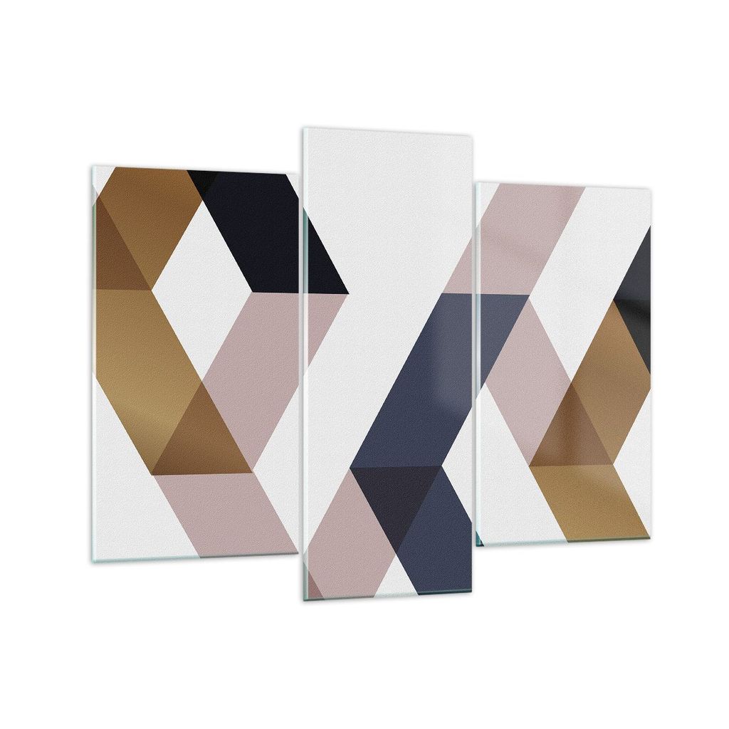 Bilder auf glas - 3 Teile - Abstraktion Muster Diamant - 130x100cm - Glasbilder - Wandbilder - Bilder - Wanddekoration aus Glas - Glas Bilder - Wan...