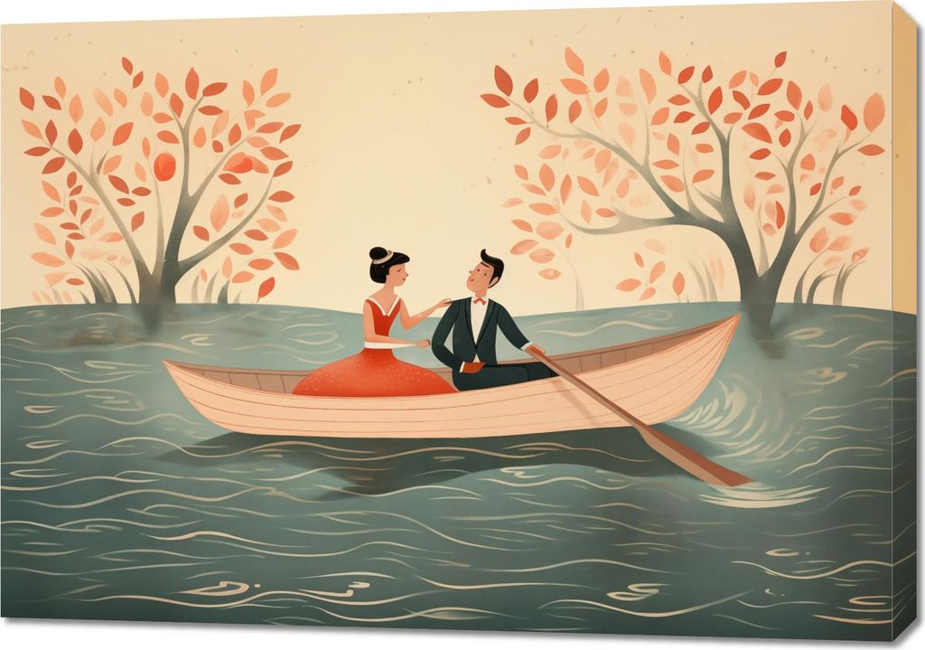 Bild 100x70cm Romantische Flucht am Fluss