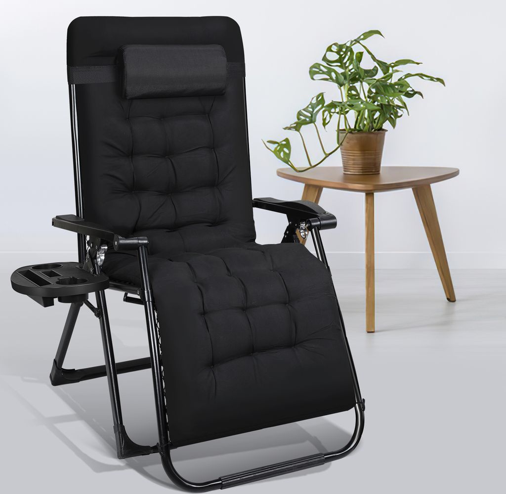 Jayseuw Liegestuhl klappbar bis 150 kg ,Sonnenliege wetterfest für Balkon, Garten & Terrasse,Outdoor Liege verstellbar mit dickem Polster,Relaxlie...