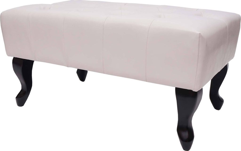 Ottomane Chesterfield, Sitzhocker Fußablage Hocker, Kunstleder 39x77x47cm creme-weiß