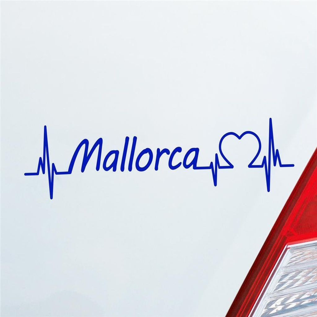 Auto Aufkleber Mallorca Puls Herzschlag mit Insel Motiv 19x5 cm Dunkelblau Sticker Heckscheibenaufkleber
