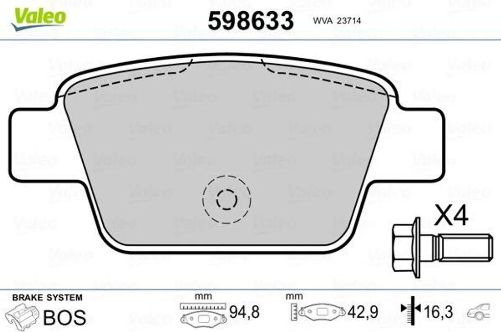Plaquettes de Frein Valeo 598633 pour Mito et Bravo - Qualité OE 77364590