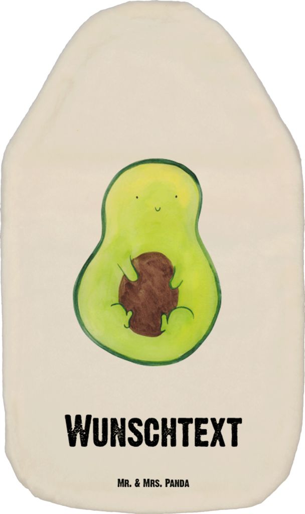 Mr. & Mrs. Panda Personalisierte Wärmflasche Avocado mit Kern - Weiß - Personalisierte Geschenke, Pflanze, Veggie, Gesund, Frucht, Avocadokern, S...