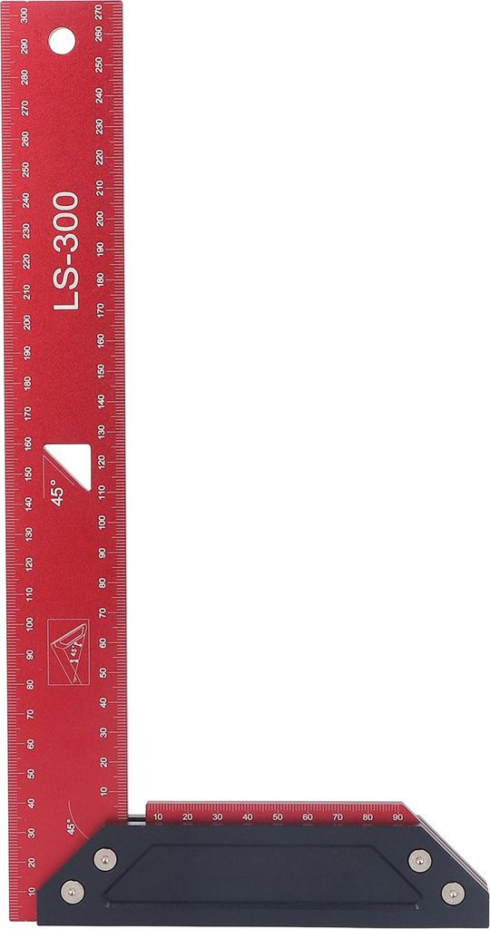 Anreißlineal aus Aluminiumlegierung, L-förmig, präzise und gut ablesbar, doppeltes 45¡ã-Messlineal, 300 mm