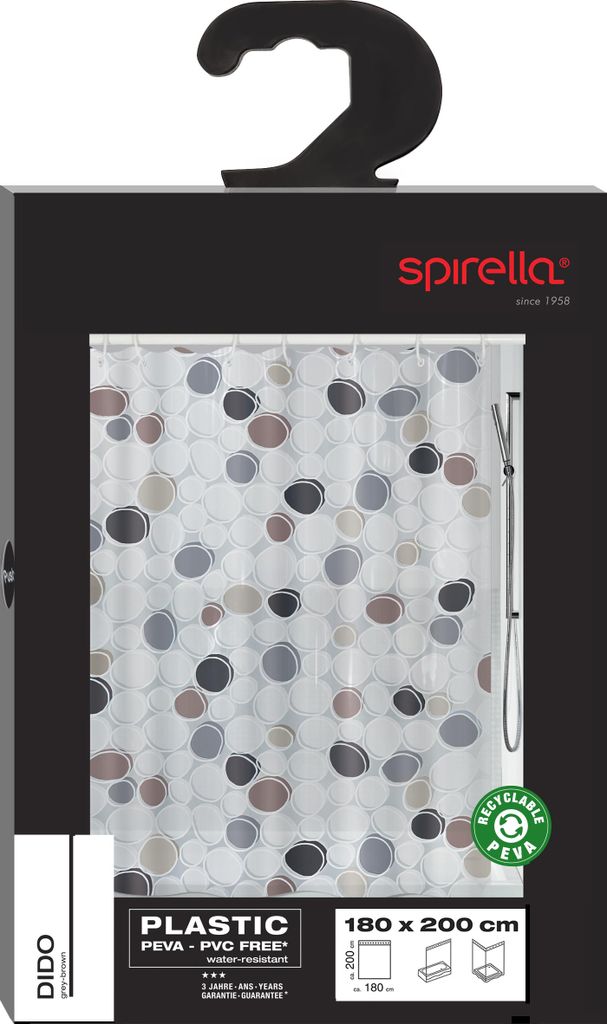 Spirella Duschvorhang Muster, vers. Designs Farbe: Dido grey-brown