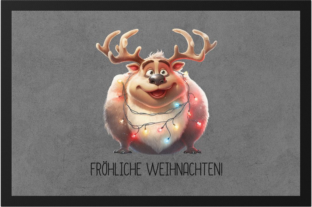 Fröhliche Weihnachten Lustiges Rentier Fußmatte Produktbild 
