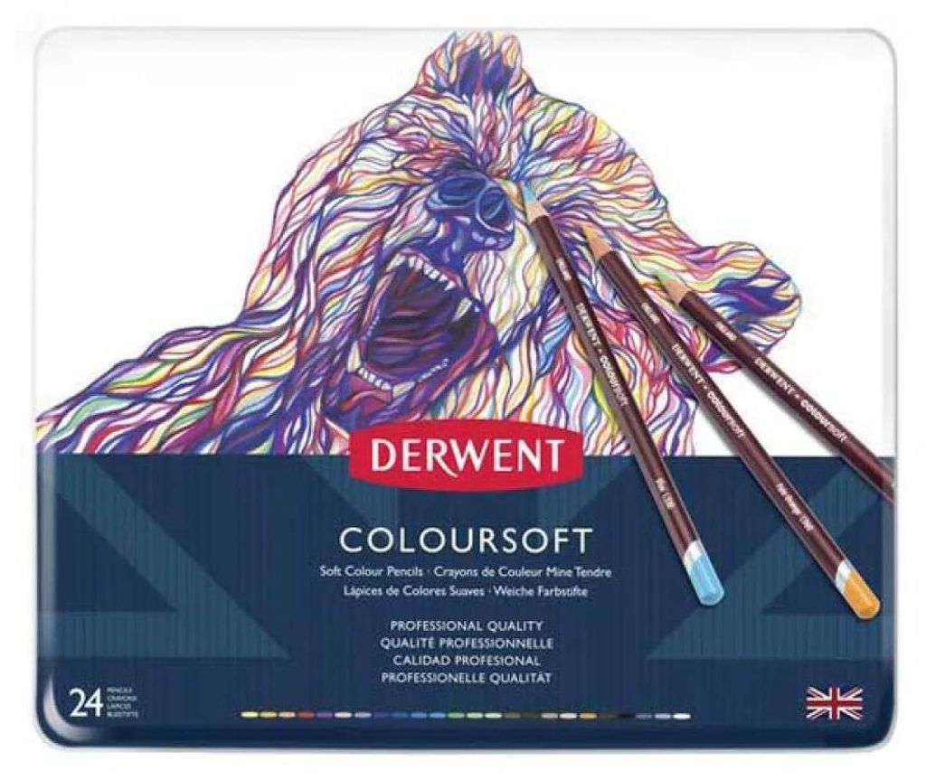 Metallbox mit 24 Buntstiften derwent coloursoft derwent 701027