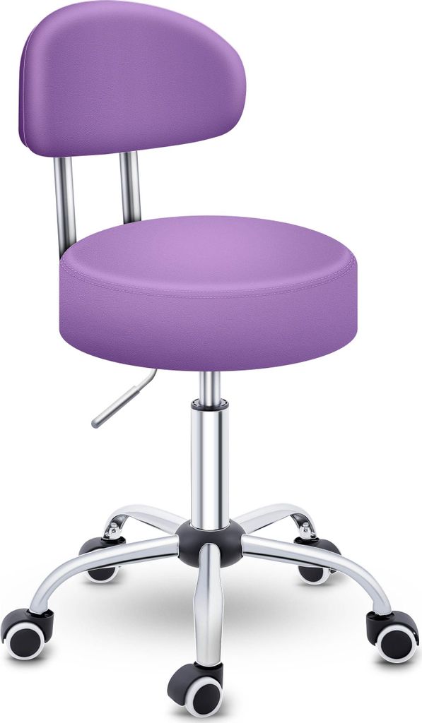 TRESKO® Taboret obrotowy z oparciem 150 kg Fioletowy | Zdjęcie produktu 