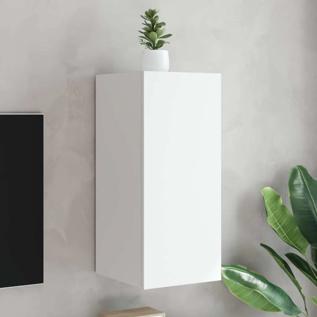Meuble TV mural à LED 70cm blanc - Rangement multimédia haute qualité - 2