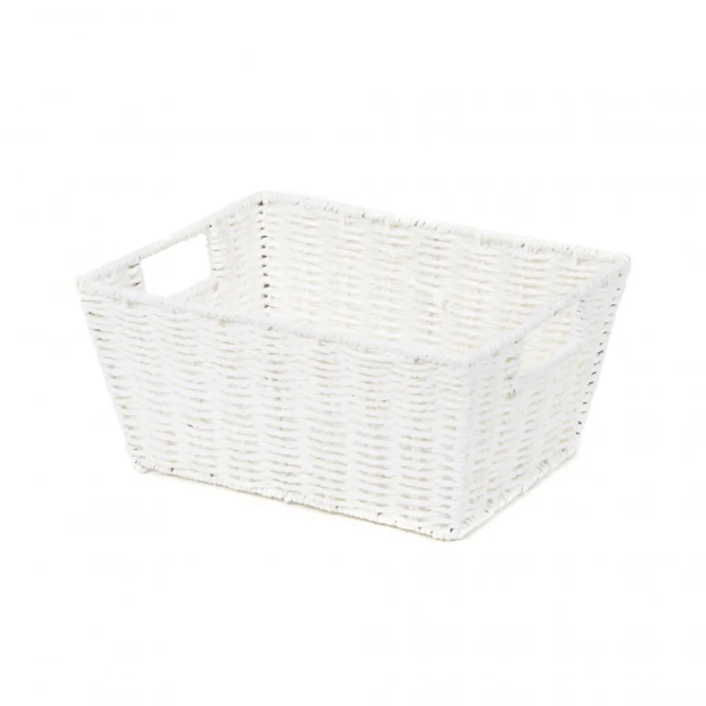 Corbeille de rangement tressée blanche Etna - Boîte déco polyvalente