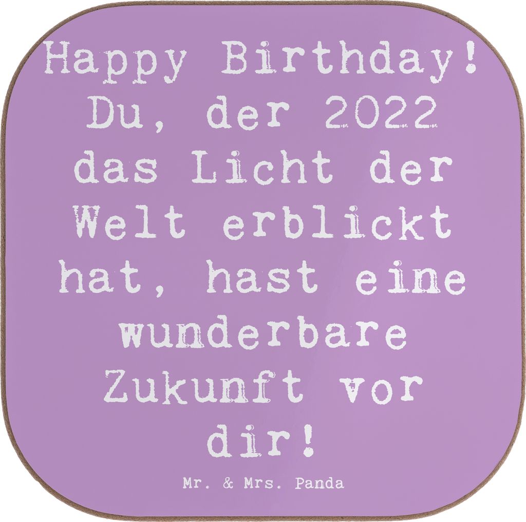 Mr. & Mrs. Panda Untersetzer Glas Spruch 2022 Geburtstag - Lavendeltraum - Geschenk, Coaster, Freude teilen, spezielle Tag feiern, Happy Birthday, ...