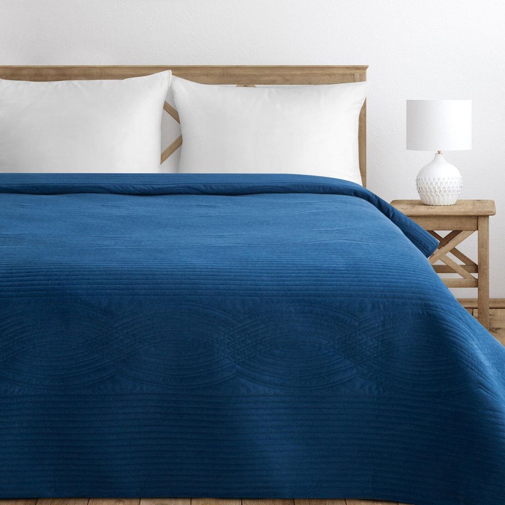 Elegante Tagesdecke VELVET2 blau 170x210 cm