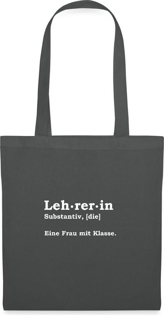 Spreadshirt Lehrerin Abschiedsgeschenk Grundschule Eine Frau Mit Klasse Stoffbeutel, One size, Graphite