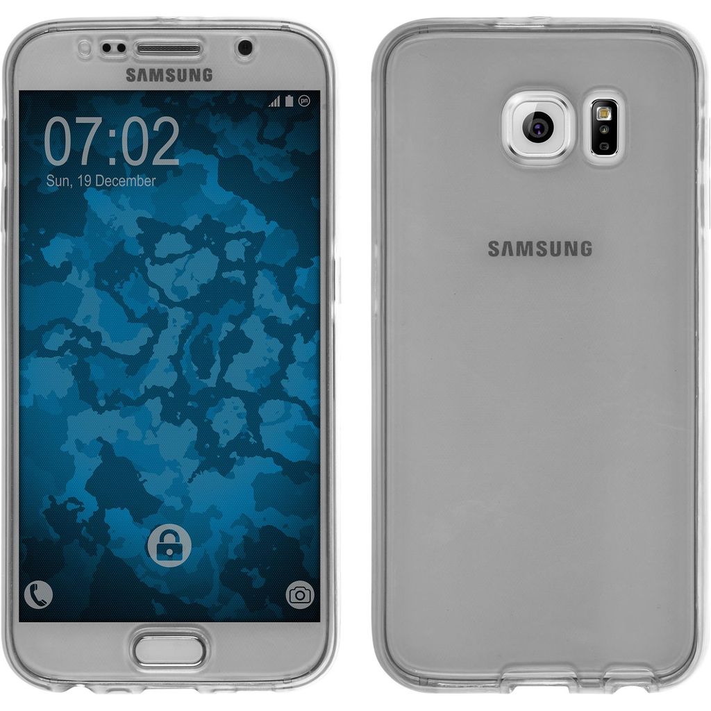 PhoneNatic Case kompatibel mit Samsung Galaxy S6 - grau Silikon Hülle 360° Fullbody Cover