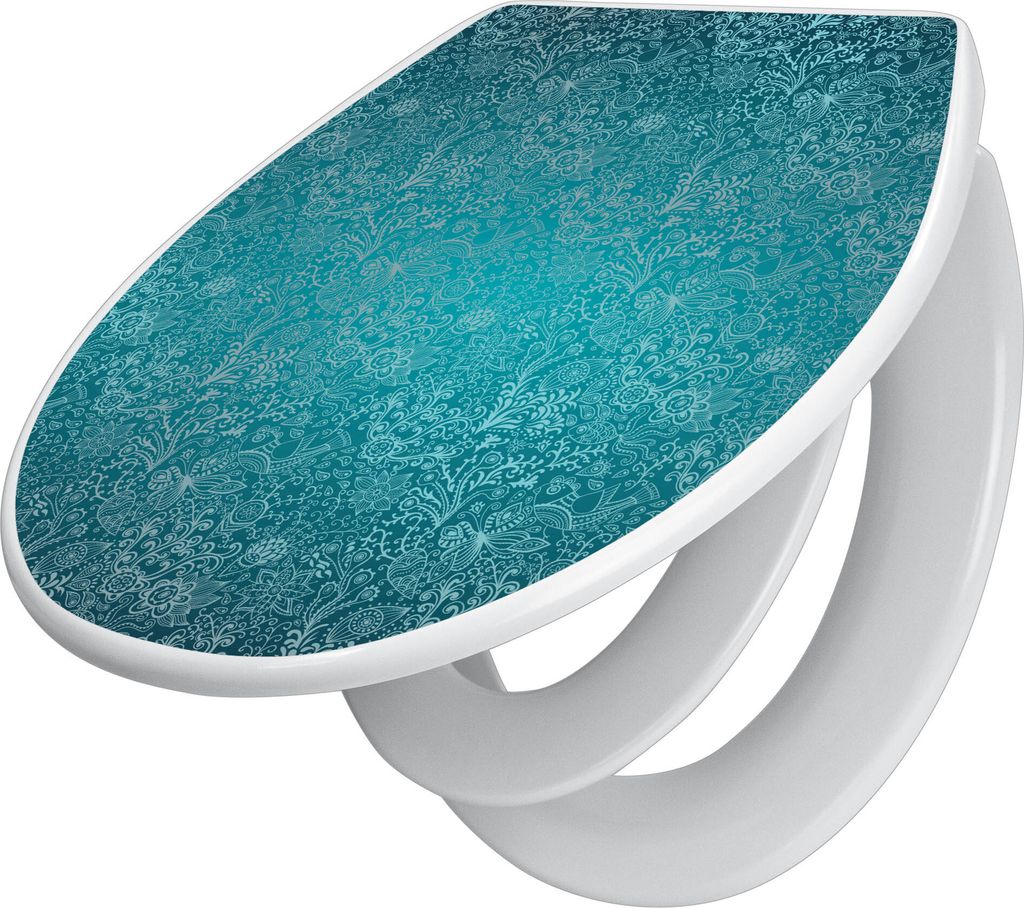 banjado Familien WC Sitz mit Absenkautomatik 37x44,5x5cm -Mandala Landschaft - Klodeckel/Klobrille mit kindersitz aus hochwertigem Polypropylen - u...