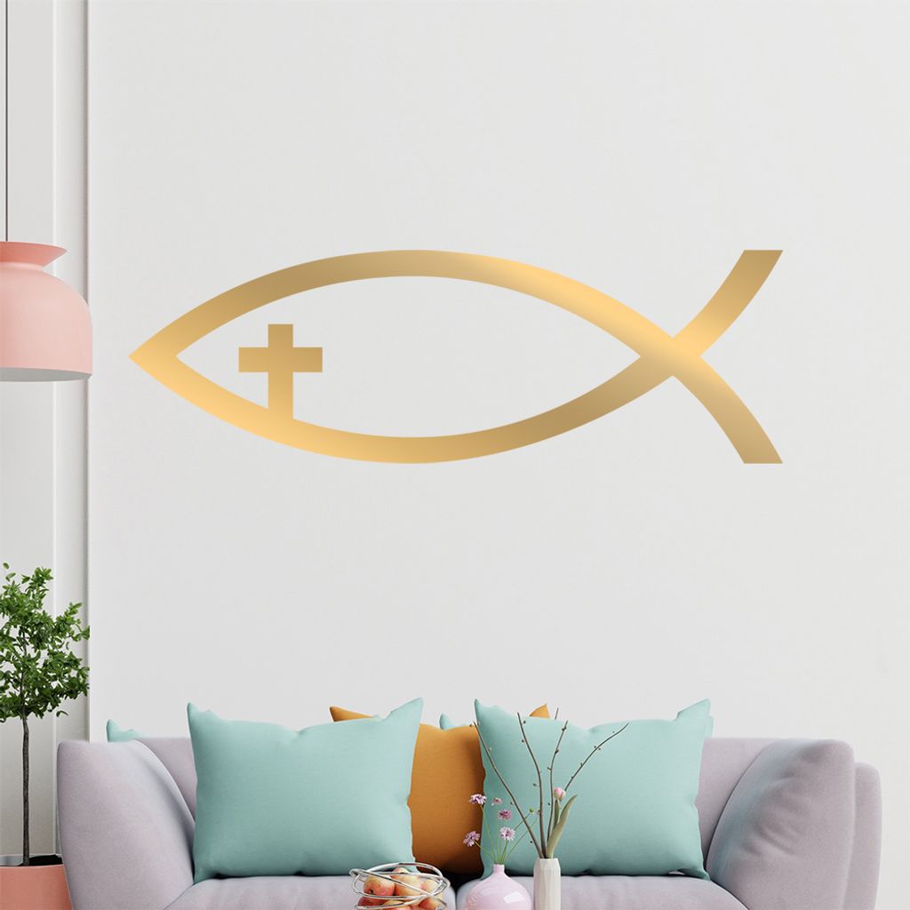 KIWISTAR Jesus Fisch - Christentum Nazareth Kreuzigung Kirche Himmel Wandtattoo in 6 Größen - Wandaufkleber Wall Sticker - Dekoration, Küche, Wo...