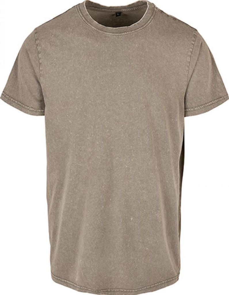 Build Your Brand BY190 | Acid Washed Round Neck Tee Herren T-Shirt Regular fit - Farbe: Dark Khaki - Größe: XXL