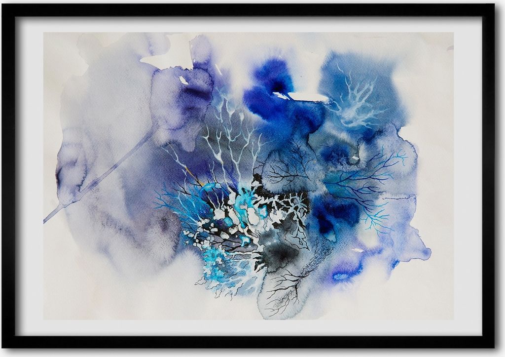 Bild - Bilderrahmen - 100 cm x 70 cm - MDF - Rahmen - Foto - Wandkunst abstrakte Blumen