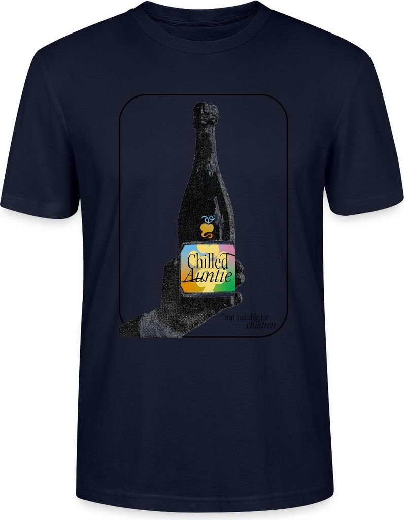 Spreadshirt Chilled Auntie Pop-Art Bottle Uni Bio T-Shirt, L, Navy