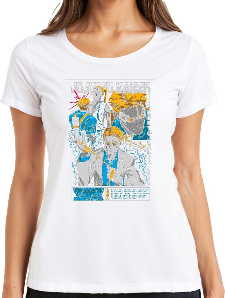 Jujutsu Kaisen Kento Nanami Anzug Brille Anime Manga Geschenk Damen T-Shirt, Weiß, 3XL