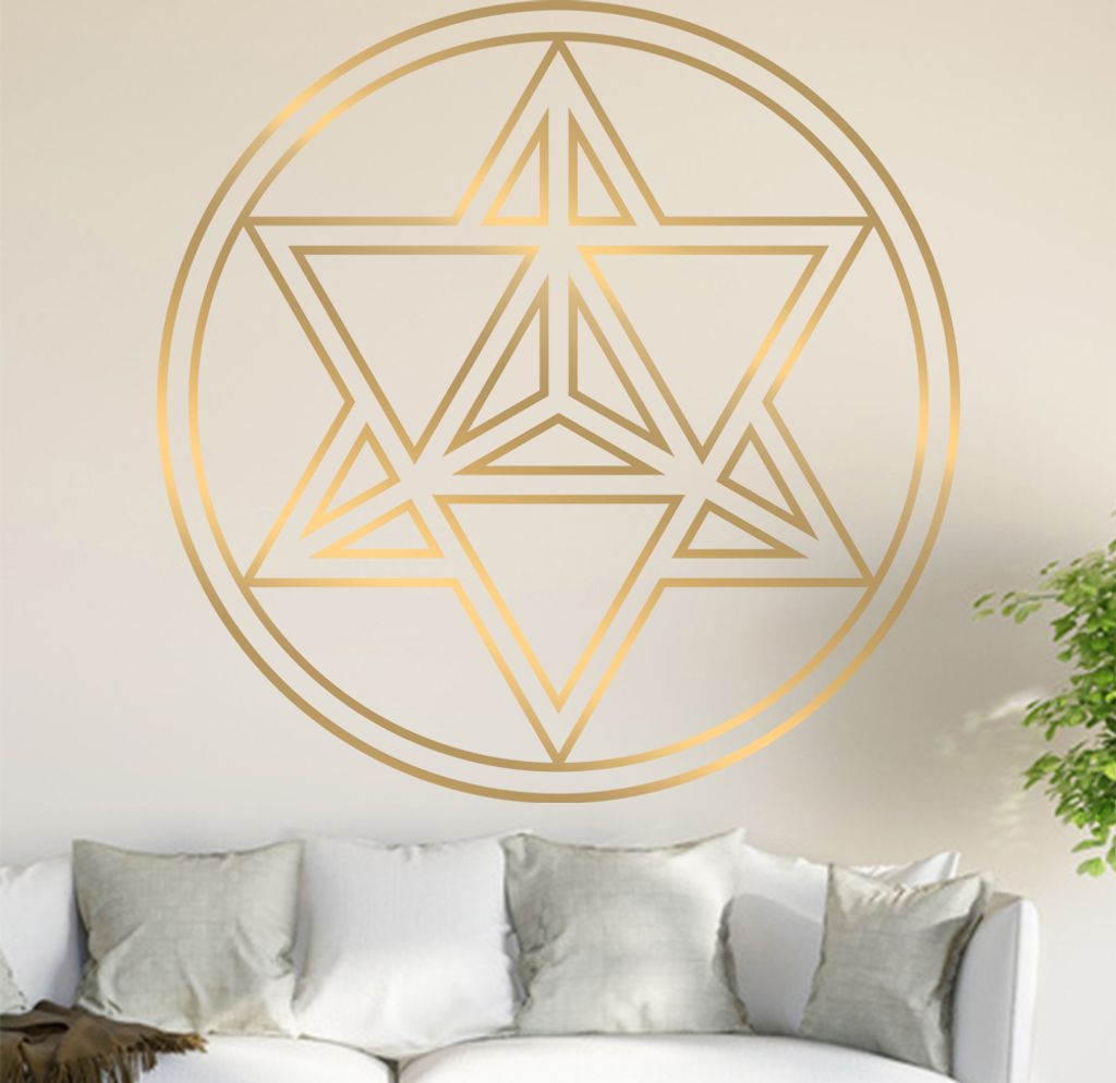 Merkaba Wandtattoo in 6 Größen - Wandaufkleber Wall Sticker - Dekoration, Küche, Wohnzimmer, Schlafzimmer, Badezimmer