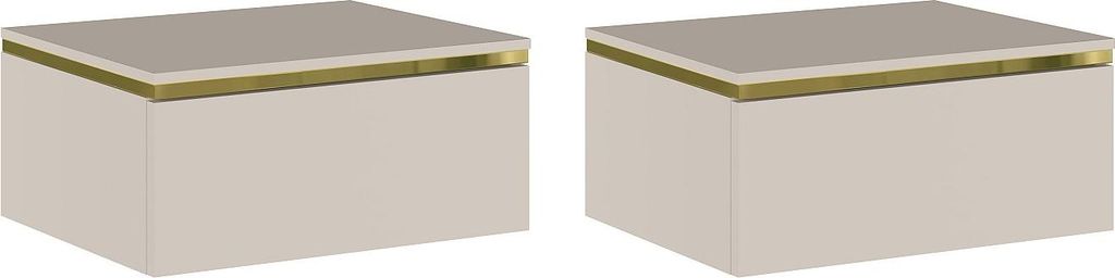 Set aus 2 wandmontierten nachttischen mit 1 schublade - Produktbild 
