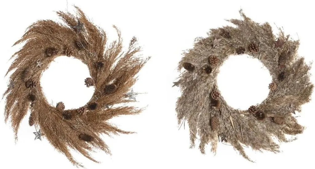 Couronne de Noël DKD Home Decor Fleur 60 cm - Lot de 2 Pièces Déco