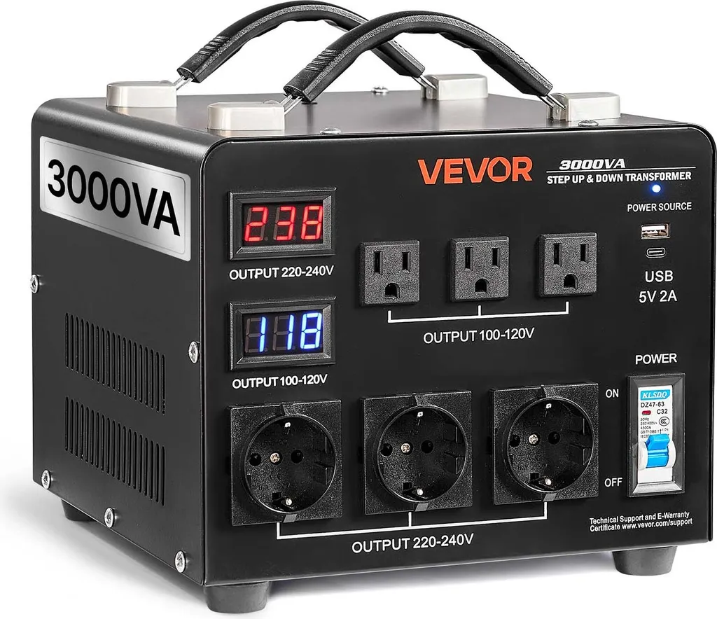 VEVOR Transformateur de Tension 3000 VA Elevateur Abaisseur 110V 220V
