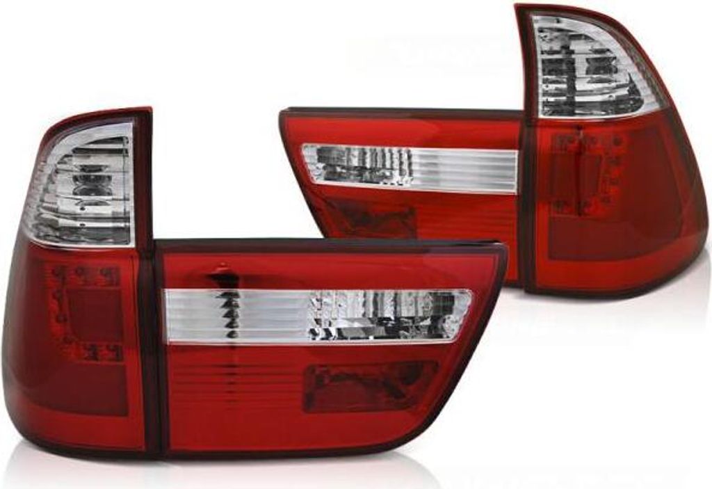 LED Lightbar Rückleuchten für BMW X5 E53 Bj. 99-03 Rot/Chrom