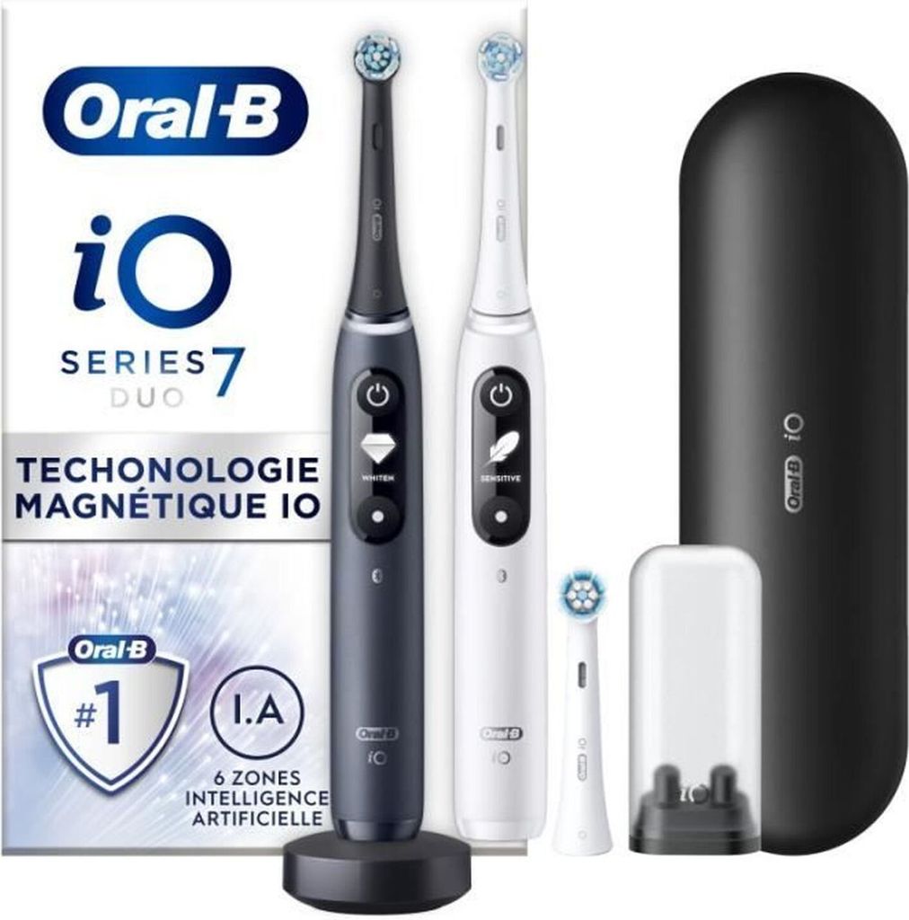 Oral-B iO 7 Elektrische Zahnbürsten – Schwarz und Weiß – Duopack