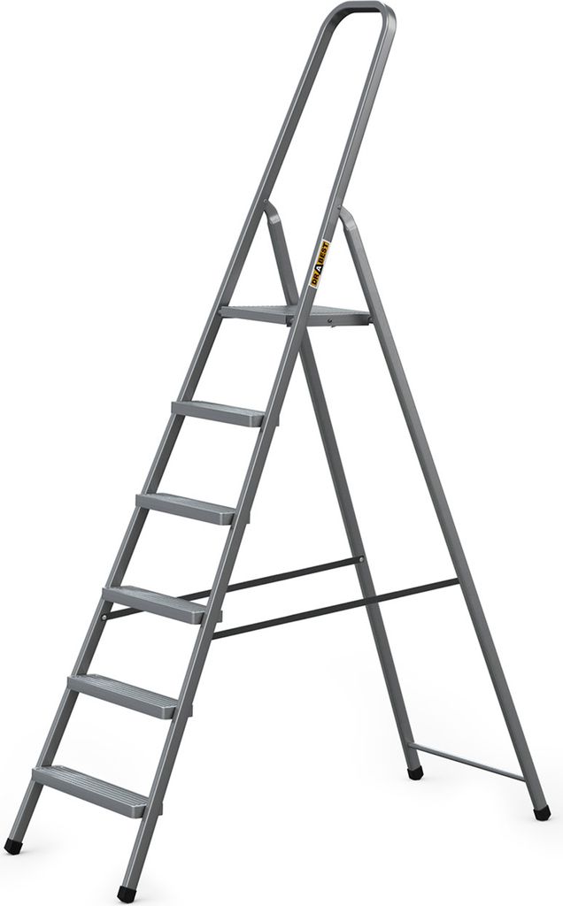 DRABEST | Leiter - Stahlleiter - haushaltsleiter - leiter 6 stufen - Klapptritt - Stahl - Universal - bis 125 kg