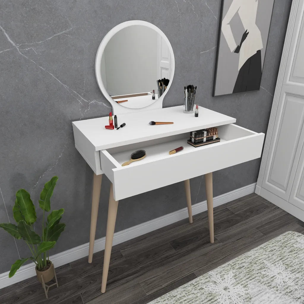 Coiffeuse Compacte Siena Blanche pour Petit Espace et Studio Photo - 2