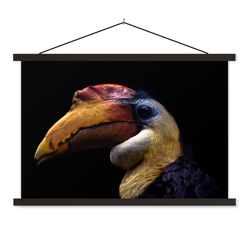 MuchoWow Textilposter Vogel - Schnabel - Schwarz 120x80 cm mit schwarzem Rahmen - Wanddeko