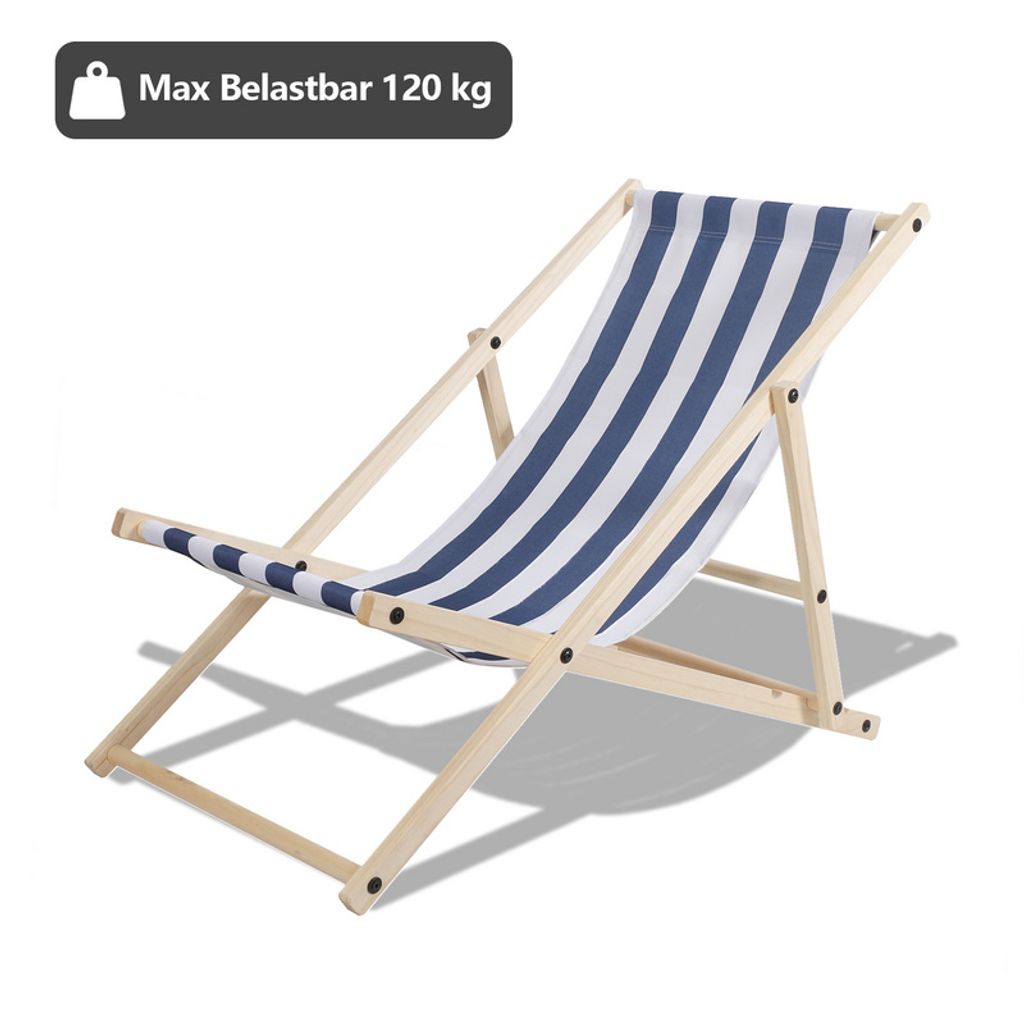 Jiubiaz Liegestuhl Faltbar Holzliege Gartenliege Gartenstuhl Klappbar Klappbare Holz Blau weiß