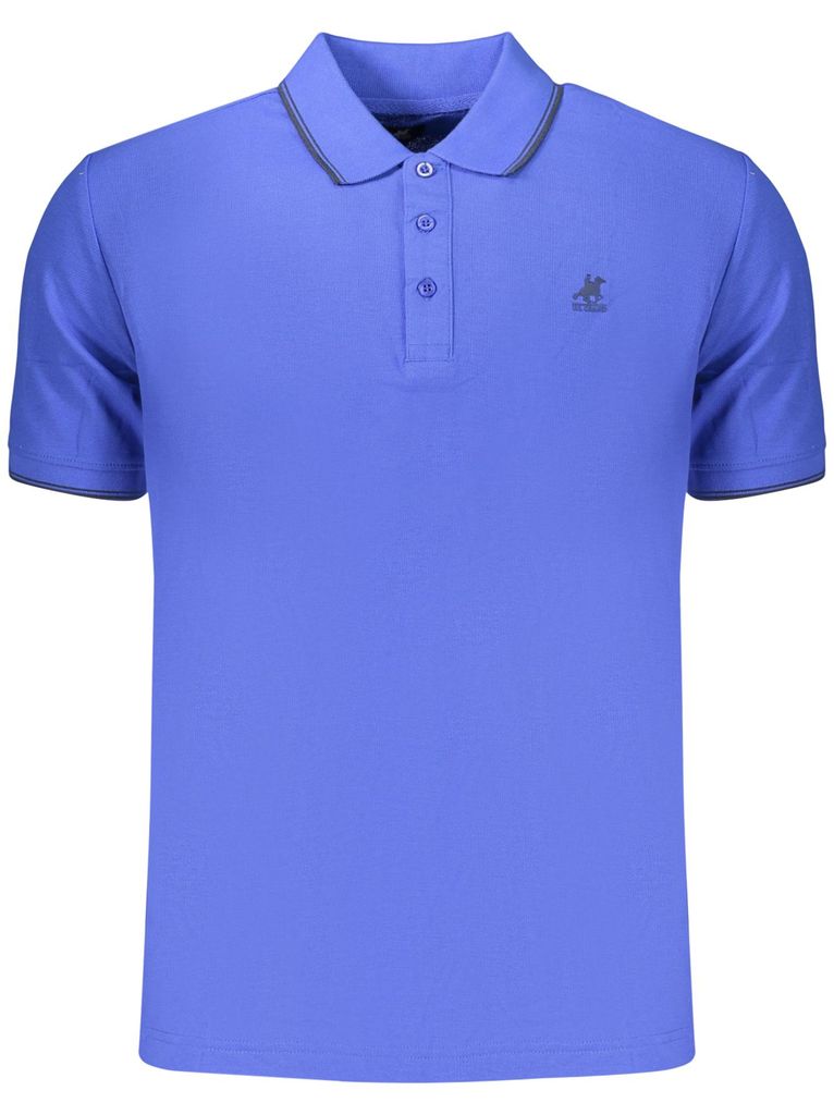 Herren Kurzarm-Polo blau mit Stickerei und kontrastierenden Produktbild 
