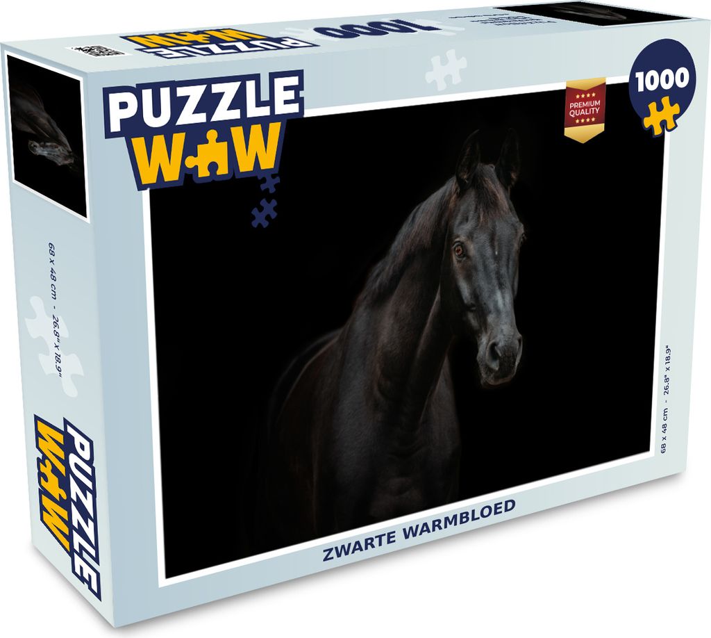 MuchoWow Puzzle 1000 Teile Pferd - Nutztier - Schwarz - Erwachsene - Rätsel